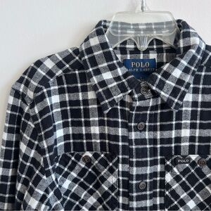 Polo Ralph Lauren - Boys Black and White Plaid Flannel Button Down